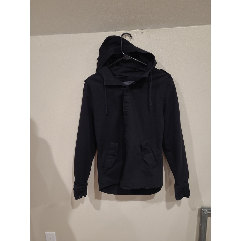 Doppelganger Men SZ S black hooded button front light weight layer jacket street